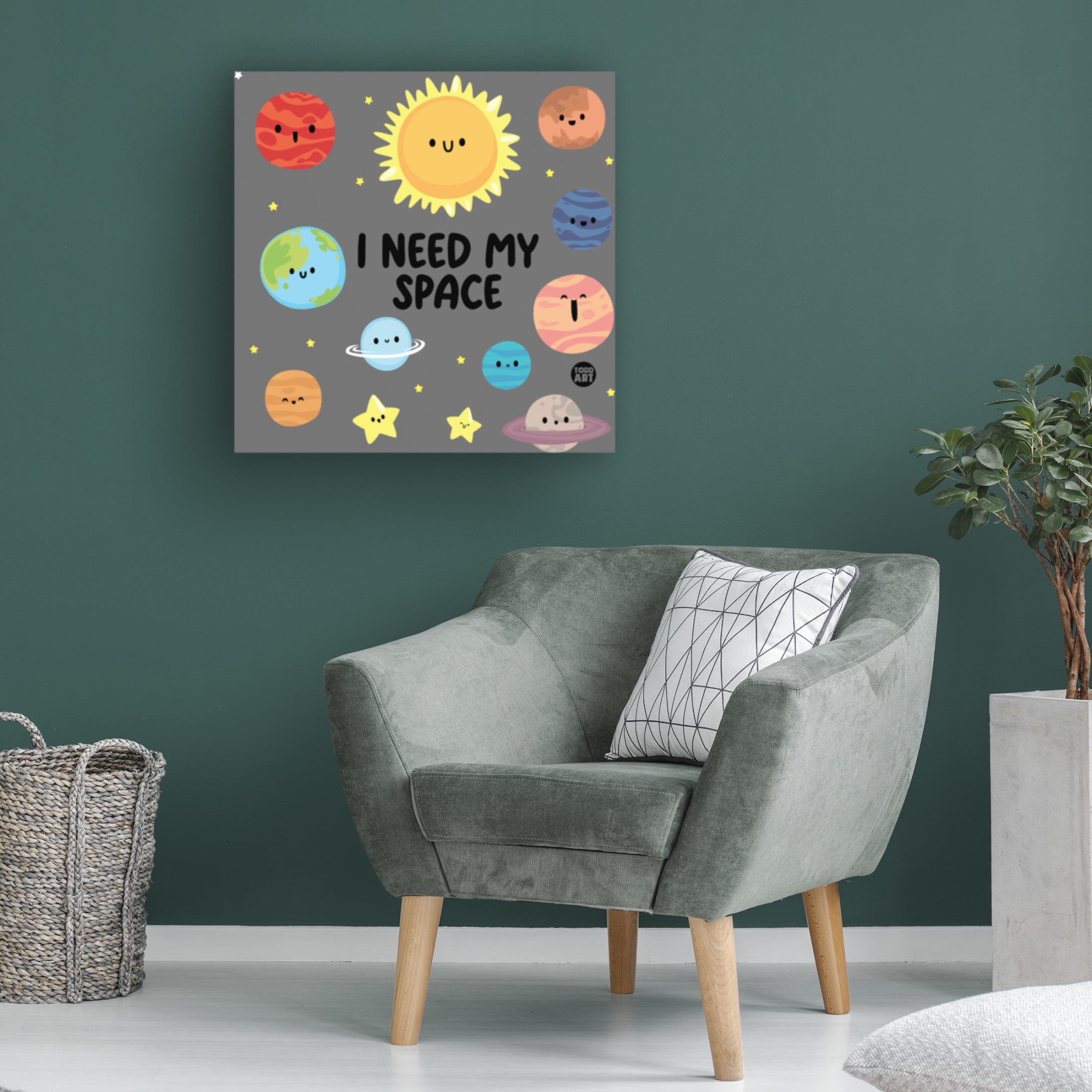 Canvas Wall Art - toddart 'Cute I Need My Space' Wall Art for Living Room, Bedroom, or Office Décor by Trademark Fine Art - 14 x 14 Inches