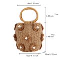 thumbnail image 3 of Straw Tote Bag For Women Sweet Elegant Imitation Pearl Inlaid Bucket Handbag, 3 of 5