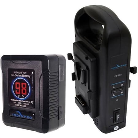 UPC: 0651748820285 | IndiPro Tools INDI-1PSKTDC Micro-Series 98Wh Li-Ion V-Mount Battery & Dual V-Mount Battery Charger Kit