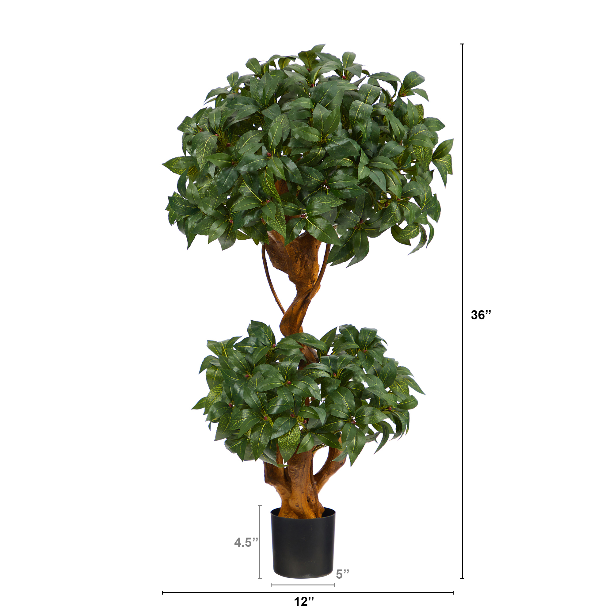 Nearly Natural 3" Sweet Bay Double Ball Topiary Artificial Tree