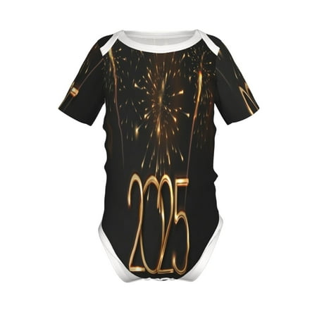 

Adobk 2025 Golden On New Year Print Baby Climbing Clothes Jumpsuit Rompers Classic Rompers Child Short sleeve Bodysuits-18 Months
