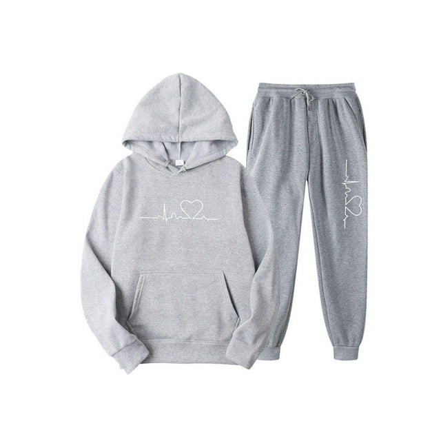 Bellella Ladies Tracksuit Sets Long Sleeve Sweatsuits Drawstring Two Piece Outfit Jogger Set Sweatshirts And Sweatpants Gray A XS