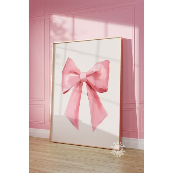 Pink Bow Print, Coquette Room Decor Aesthetic, Pink Nursery Girly Wall Art, French Pastel Hair Bow Poster, , Art Wall Art Decor For Home Office, 8x12 UNFRAMED