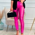 thumbnail image 2 of Women's Sexy Mid Waist Leather Leggings Stretch Leather Pleather Pants, 2 of 2