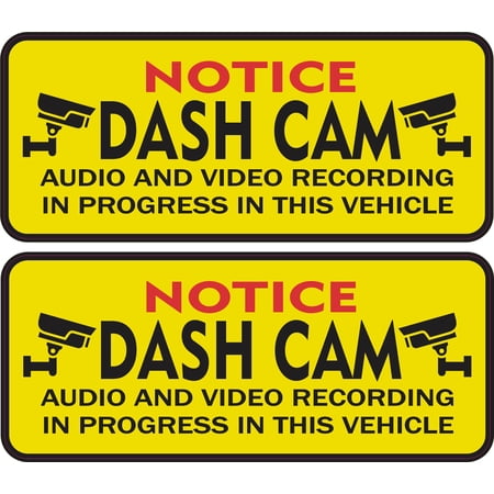 StickerTalk Notice Dash Cam Vinyl Stickers 4.75 inches x 2 inches