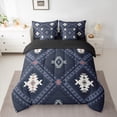 thumbnail image 2 of jejeloiu Rustic Western Aztec 7-Piece Twin Bedding Sets,Retro Bohemian Geometric Bedding Comforter Set,Blue Vintage Rhombus Sheet Sets For Men Women,Home Decor Reversible, 2 of 8