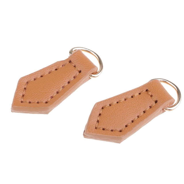 yuksok 2pcs Zipper Fixer Repair Leather Instant Pants Replacement Slider Brown