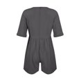 thumbnail image 5 of MORTTIC Women's Casual Summer Romper Short Sleeve V-Neck Jumpsuit with Pockets for Comfortable Everyday Wear, M, 5 of 6