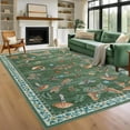 thumbnail image 1 of Washable Rug 9x12 Mushroom Butterfly Area Rug Non Slip Living Room Large Rugs Insect Moth Print Carpet Non Shedding Soft Bedroom Floor Mat Thin Foldable Modern Carpet for Farmhouse, Green, 1 of 6