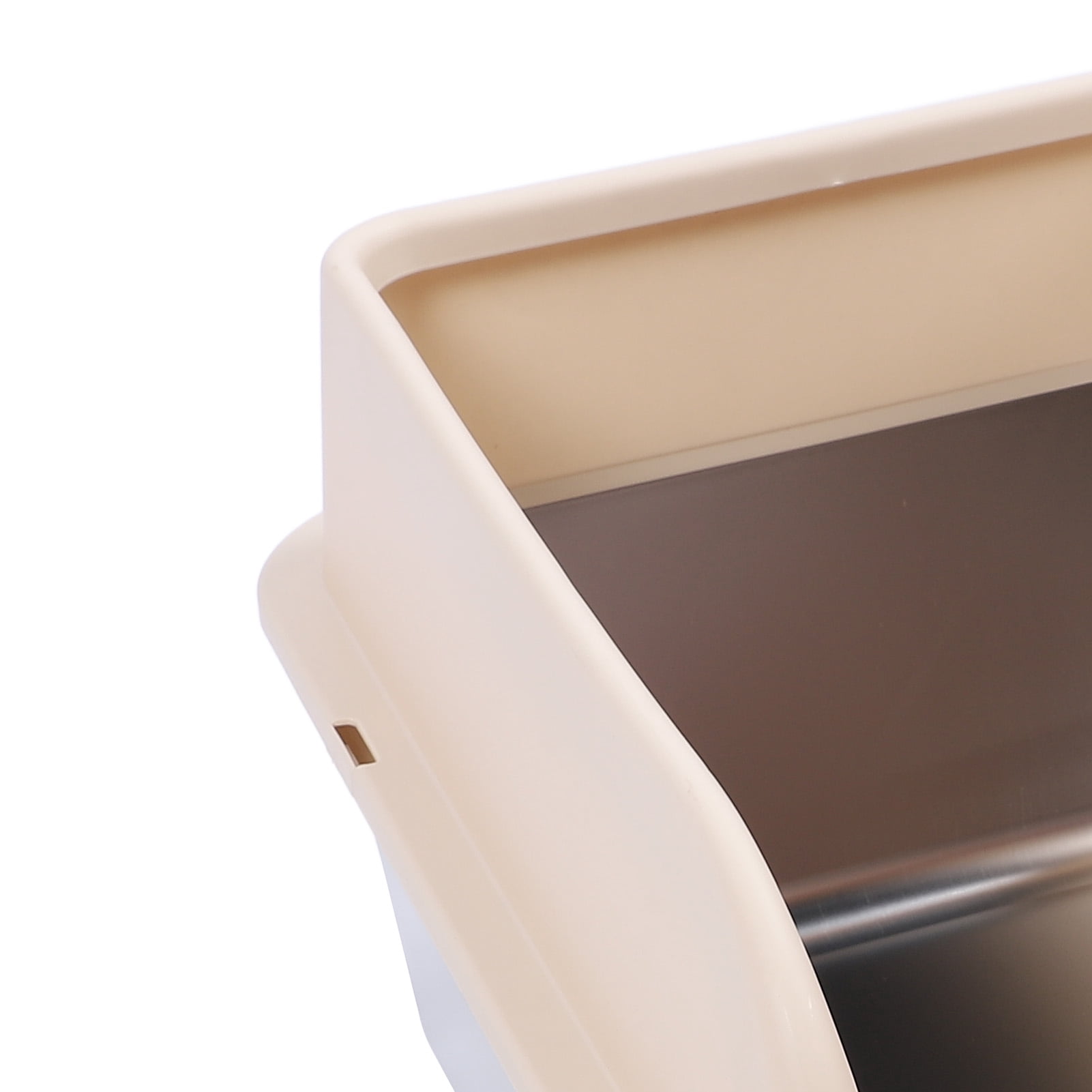 BOKYAN Large Metal Cat Litter Box Stainless Steel High Sided Anti Splashing Kitty Tray with Pedal Filter Khaki 20 inches / 51 cm