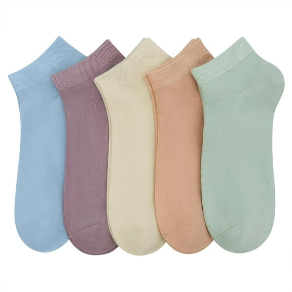 Women Viscose Bamboo Ankle Socks Low Cut Thin Sock Lightweight Pastal Color Soft Sock 5 Pairs Assorted1 Medium