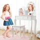 thumbnail image 2 of Set de Tocador para Niñas con Luz y Espejo, Mesa de Maquillaje con Taburete, Juguete de Madera para Niñas de 4 a 9 Años, Color Blanco, 2 of 8