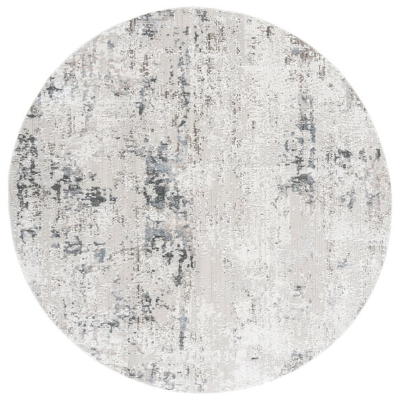 SAFAVIEH Princeton Gailia Abstract Area Rug, Ivory/Grey, 6'7" x 6'7" Round