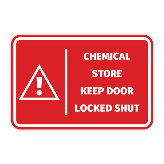 Signs ByLITA Classic Framed Chemical Store Keep Door Locked Shut Door or Wall Sign Easy Installation | Health And Safety | Building And Hospitality Sign (Red) - Large