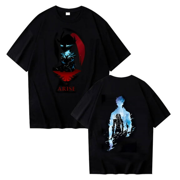 Solo Leveling T-shirt Unisex Anime Print Casual Short Sleeve Jin-Woo Sung T-shirt Vintage Washed T-shirt