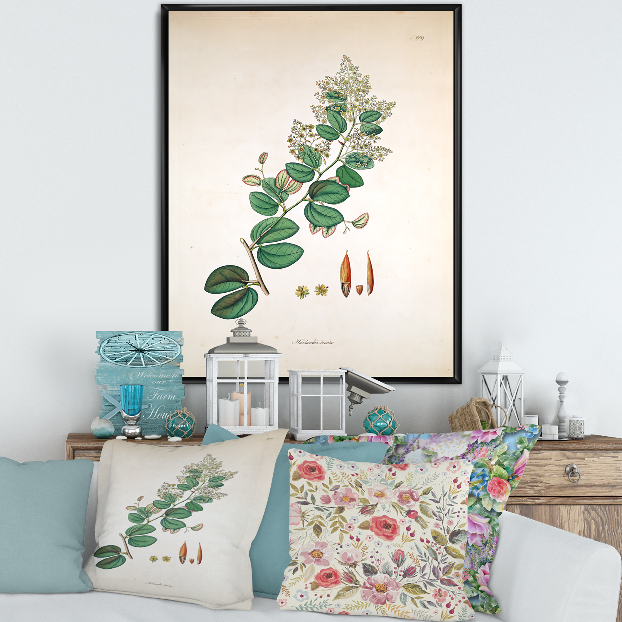 Designart 'Ancient Botanicals XIII' Farmhouse Framed Canvas Wall Art Print
