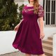 thumbnail image 1 of WILLBEST Vestido Portátil De Mujer De Talla Grande, De Manga Corta, Con Encaje, Midi, Plisado, Informal, De Verano, Fluido, Con Bolsillos, 1 of 3