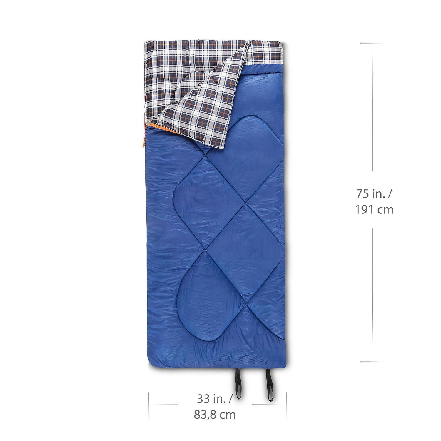 Ozark Trail 5C Rectangular Sleeping Bag, 75"(L) x33" (W), Temp rating +41℉/+5℃, Polyester outer,  Blue, 75"(L) x33" (W)