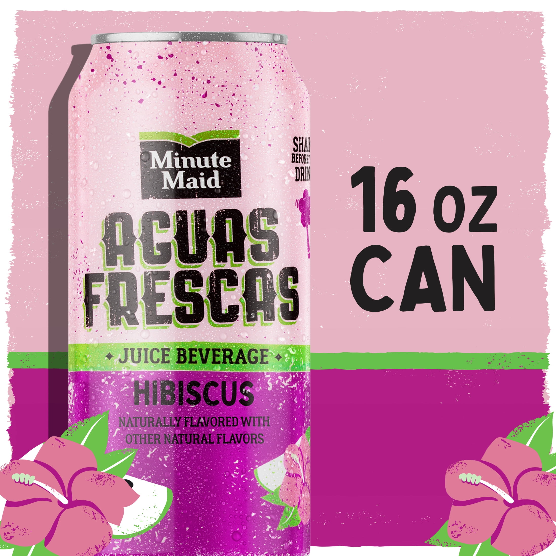 Minute Maid Aguas Frescas Hibiscus Fruit Juice, 16 fl oz Can