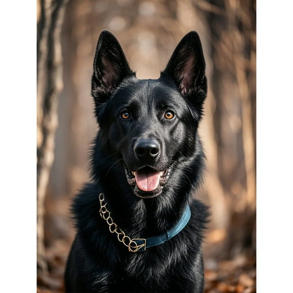 Black German Shepherd Diamond Art 5D Diamond Painting DIY Kits Full Round Drill Crystal by Number Mosaic Handmade Arts and Crafts for Home Wall Living Room Bedroom Decor 12x16 inch