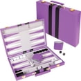 thumbnail image 3 of Set de backgammon Crazy Games Classic con funda de piel, color morado, 3 of 7