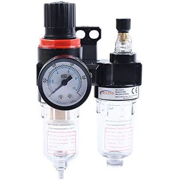 Regulador de filtro para compresor de aire de 1/4", separador de aceite, trampa de humedad y agua, lubricador, eliminación de humedad para pistolas de pintura y herramientas neumáticas 214172
