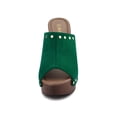 thumbnail image 6 of BLISSFUL STEP Women's Shoes Platform Chunky Heels Open Toe Rivet Faux Suede Slides Sandals Green 7, 6 of 7