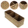 thumbnail image 4 of Desktop Organizer Box Woven Storage Basket for Cosmetic 3 Compartments, 4 of 5
