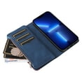 thumbnail image 5 of Zipper Wallet Case for iPhone 14 Pro Large Capacity Card Slots Holder Magnetic Clasp Cover, Luxury PU Leather Anti-Shock Flip Folio Case with Kickstand Wrist Strap Handbag Protective Case,Blue, 5 of 9