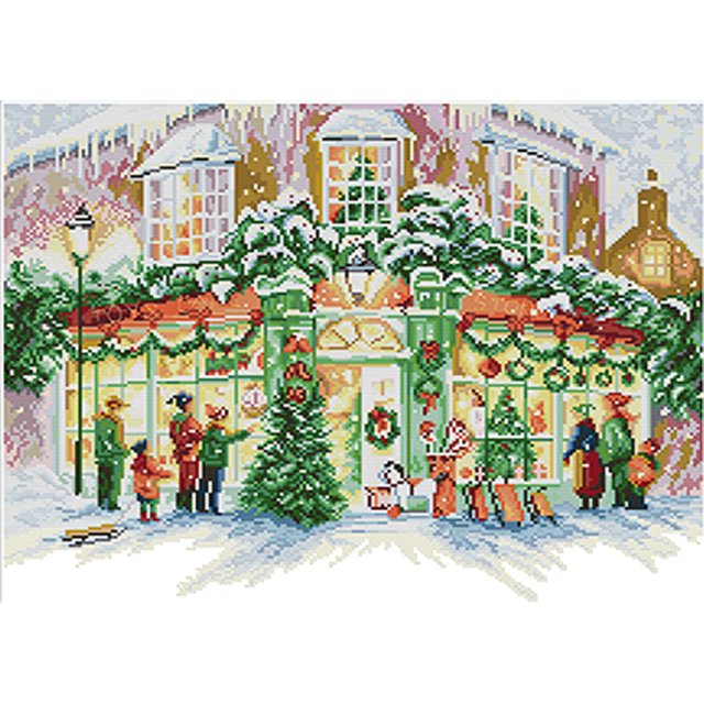 Cuadros Decorativos Bordado parcial Hilo de algodón ecológico 14CT Impreso Believe In Santa Punto de cruz Wdftyju de costura negro 4 estilos