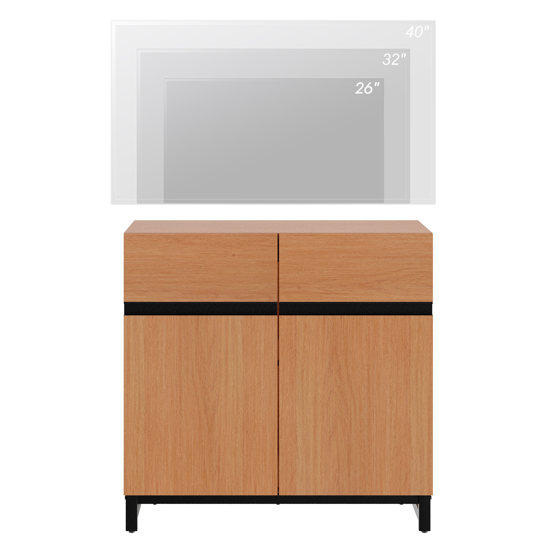 WAMPAT 31.5" TV Stand with Doors,Modern TV Stand for TVs up to 40 Inch,1 Pack Wood Entertainment Center with Adjustable Shelves & Metal Base.