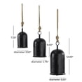 thumbnail image 4 of DecMode Tibetan Inspired Black Metal Cylindrical Decorative Cow Bells with Jute Hanging Rope, 3 Count, 4 of 13