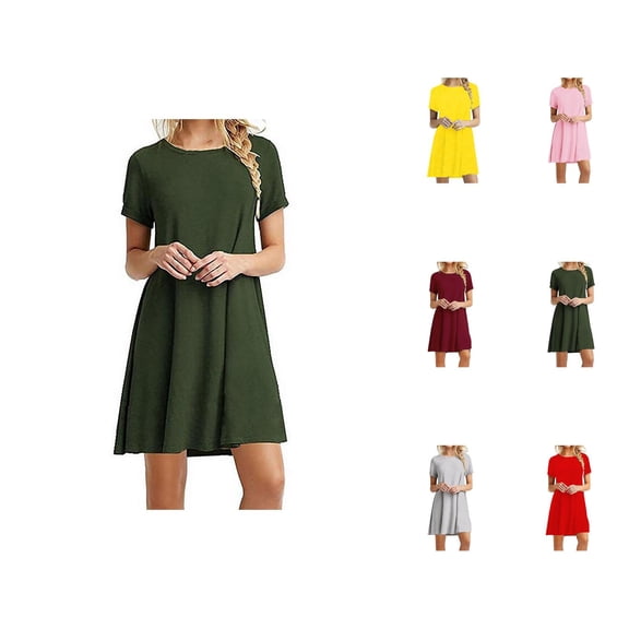 Tshirt Dress Women Short Sleeve Crewneck Loose Fit Flowy Mini Dresses Summer Casual House Dress Lounge Dresses