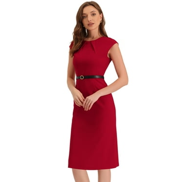 Vestido de oficina para Mujer Allegra K cuello redondo Rojo L