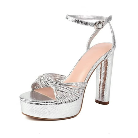

Women s Platform Heels Sandals Open Toe Ankle Strap Chunky High heeled Sandal Wedding Party Dress Pumps