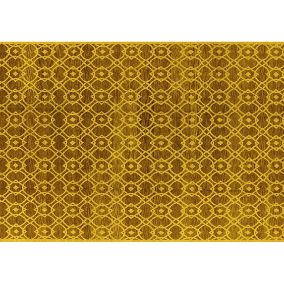 Ahgly Company Machine Washable Indoor Rectangle Oriental Yellow Industrial Area Rugs, 2' x 3'