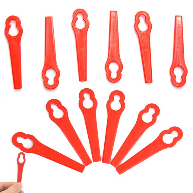 Cuchillas de repuesto para césped, paquete de 100 cuchillas rojas de plástico de 83mm para cortacésped, herramienta de jardín para el hogar