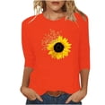 thumbnail image 1 of CEHVOM T-shirt Imprimé Mode pour Femmes Manches 3/4 Mi-Longues Blouse Col Rond Tops Décontractés Liquidation, 1 of 4