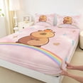 thumbnail image 4 of Erosebridal Cute Kawaii Capybara Full Size Sheets For Capybara Lovers Full Size Sheets,Rainbow Stars Pattern Bed Sheets For Kids Girls 4 Pieces, 4 of 6