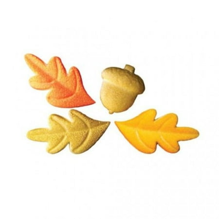 Leaf Part - Shimmer Acorn And Oak Leaves Sugar Decorations Toppers Cupcake Cake Cookies Thanksgiving Favors Party 12 Count
