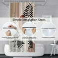 thumbnail image 6 of Mid Century Abstract Boho Shower Curtain Bathroom Set Semicircle Geometric Lines Modern Minimalist Black Palm Leaves Bath Accessories Modern Decor Waterproof Fabric with Hooks 72x72 inches, 6 of 6