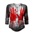 thumbnail image 4 of HOMBOM Womens Fall T Shirts Daily Crewneck Halloween Cute Breathable 3/4 Sleeve Graphic Print Pullover for Women Classy Tops,M, 4 of 6