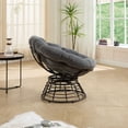 thumbnail image 6 of S-HOME Ergonomic Brown Frame Wicker Papasan Chair with Thick Cushion, 360 Degree Swivel for Living Room & Outdoors, Grey, 6 of 14