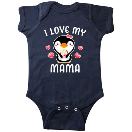 

Inktastic I Love My Mama with Cute Penguin and Hearts Gift Baby Girl Bodysuit