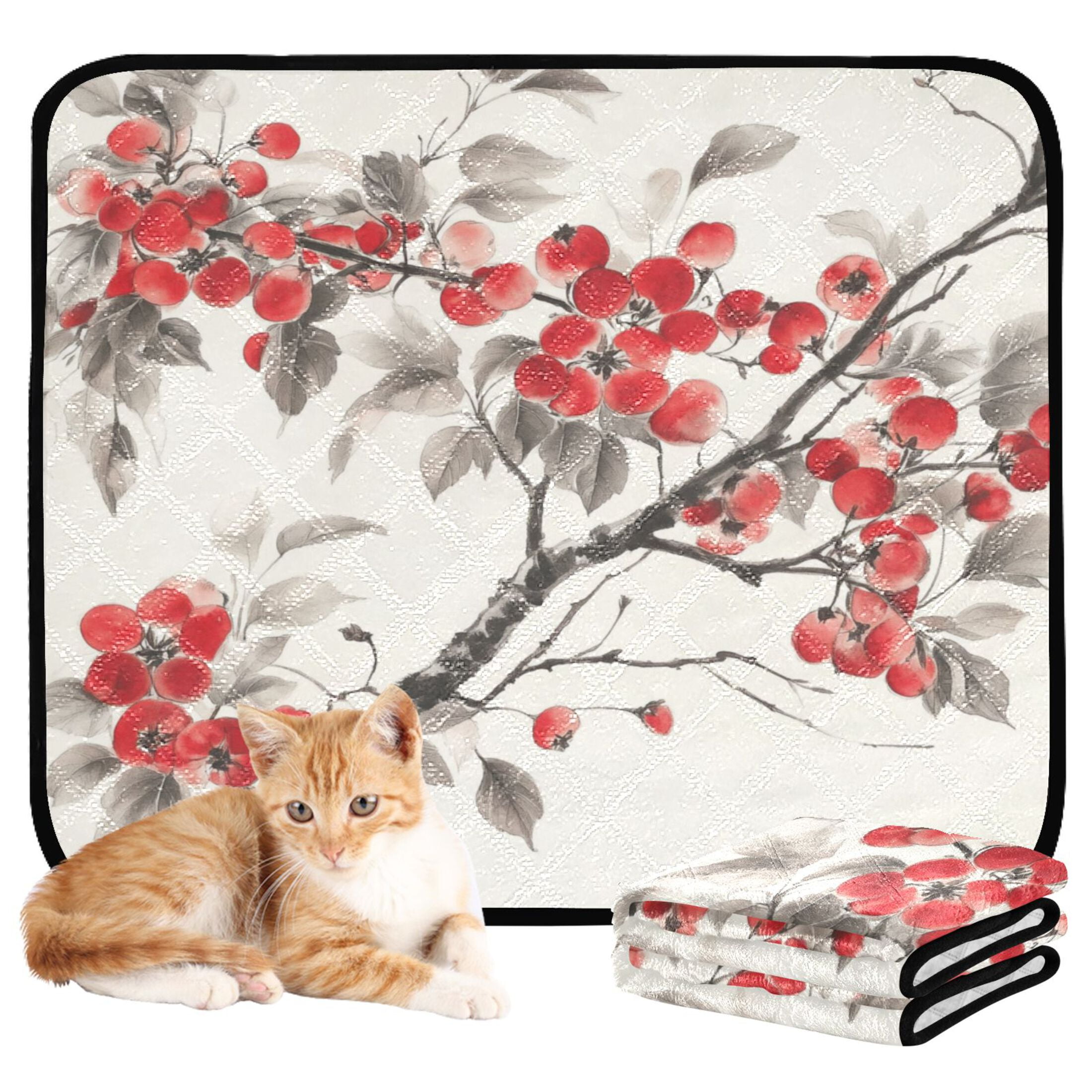 Qxltty Malus Spectabilis Cat litter Pads Pet Set of 2 Diaper Mats Center Anti-leakage Layer Absorbent Soft and Comfortable