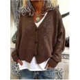 thumbnail image 2 of Womens Sweater Knitted Casual V-neck Solid Color Cardigan Sweater, 2 of 4