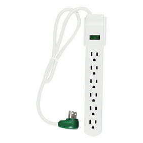 GoGreen Power 6 Outlet Surge Protector, 16103MS 2.5' cord, White