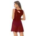 thumbnail image 2 of YiZYiF Womens Asymmetrical Mesh Ballet Dance Maxi Dress with Built-In Leotard Ballerina Lyrical Dance Costume Burgundy M, 2 of 7