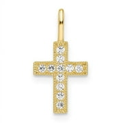 GOLD TIME 14k Yellow Gold Cubic Zirconia Small Cross Pendant