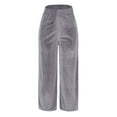 thumbnail image 3 of SNKSDGM Women's Plus Sweatpants Women Wide Leg Linen Pants Women Plus Size Short Women's Solid Color Autumn and Winter Suede Straight Leg Wide Leg Temperament Commuting Casual Pants, 3 of 7
